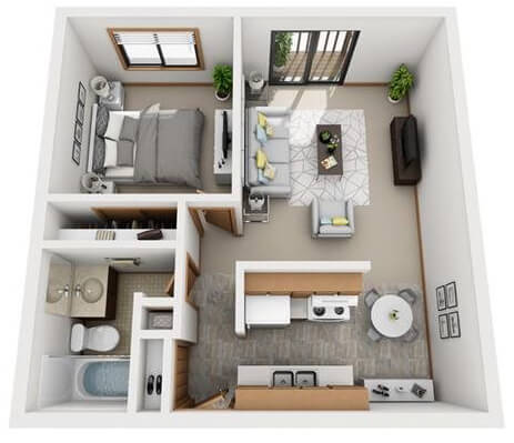 1 bedroom apartment floor plan