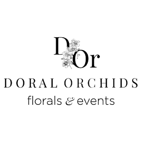 A logo for Doral Orchids featuring a floral design.