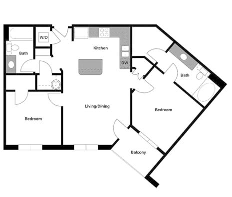Epic B3 Floor Plan at Epic Apartments, Denton, Texas