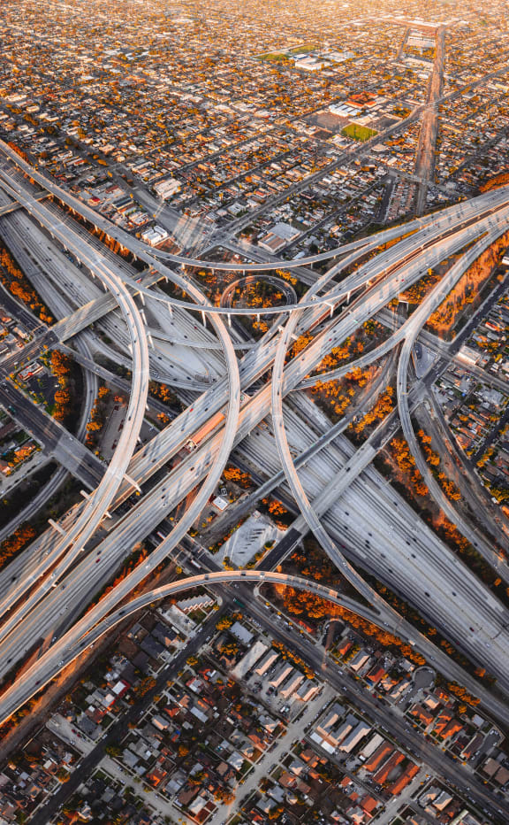 an aerial view of highways intersecting with other highways and intersections