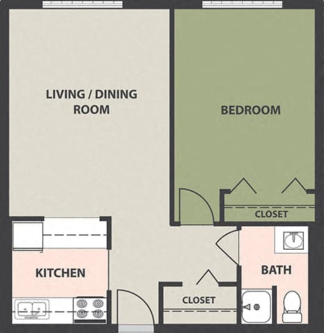 Floor Plan  1-Bedroom, 1-Bath