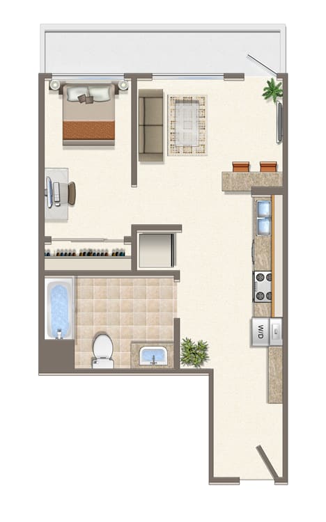 Jr. 1 Bedroom B Floor Plan at NMS 1539 Fourth, Santa Monica, 90401