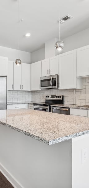 a kitchen with stainless steel appliances and a granite counter top at Skylark, Savannah, GA, 31401