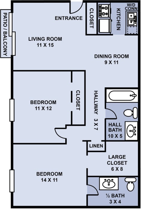 2 bedroom 1.5 bathroom floor plan 2 bedroom 1.5 bathroom floor plan at The Life at Marketplace, Atlanta, GA