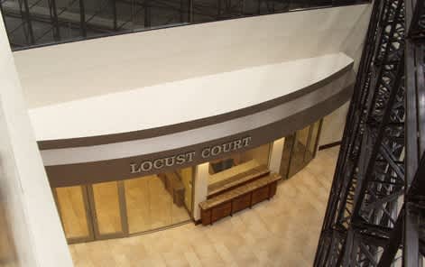 the lobby of the locust court building