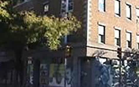 A tree is in front of a building.