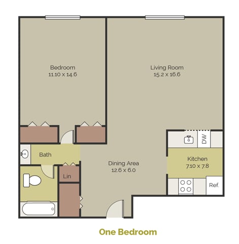 New Brookside One Bedroom Floor Plan