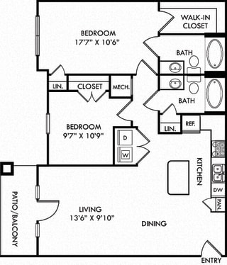 The Mathis The Mathis. 2 bedroom apartment. Kitchen with island open to living/dinning rooms. 2 full bathrooms. Walk-in closet in master. Patio/balcony.
