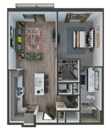 Maiden 1 bedroom, 1 bath. Kitchen with island and pantry. Coat closet at entry. Stackable Washer/Dryer. double sink vanity. Linen closet. Patio/Balcony.