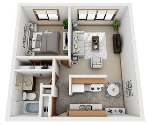 one bedroom apartment floor plan