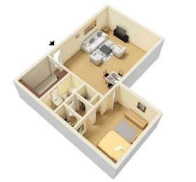  Floor Plan 1 Bed 1 Bath Junior