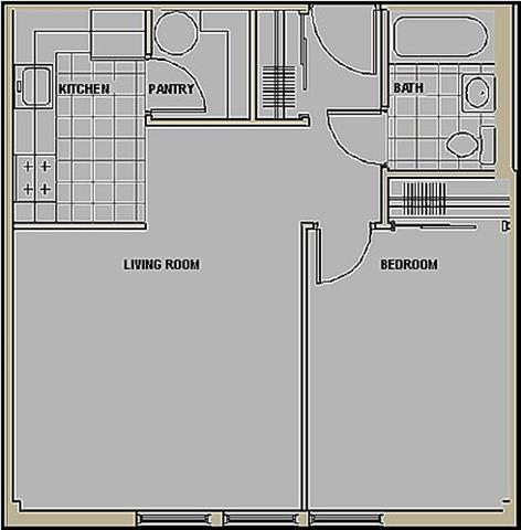 Floor Plan  One bedroom, one bath floor plan