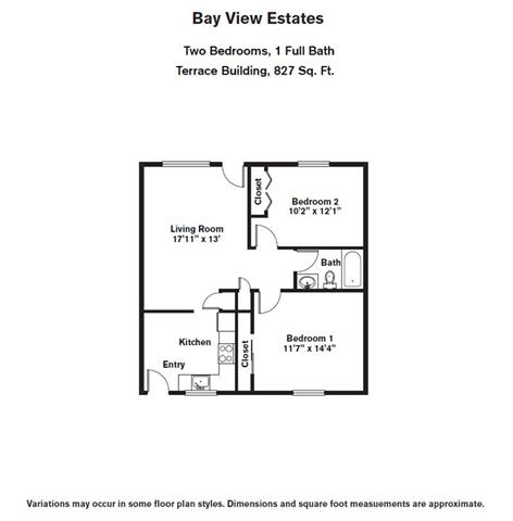 Floor Plan  2 BR - Eat in Kitchen