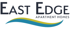 the east coast apartment homes logo is shown in white on a black background