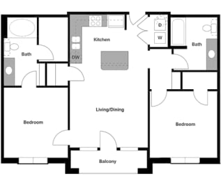 Epic B1 Floor Plan at Epic Apartments, Denton, TX