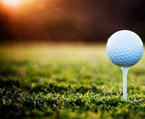 a golf ball on a tee in the grass