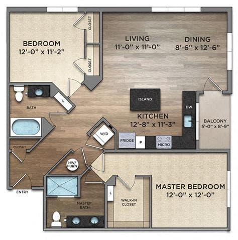 Floor Plan  B80_2_FloorPlan at The Nicholas, Columbus, OH, 43215