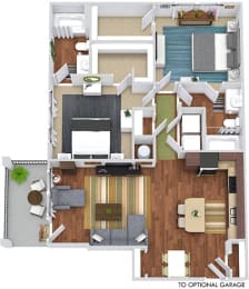 Davis with Attached Garage. 2 bedroom apartment. Kitchen with island open to living/dinning rooms. 2 full bathrooms. Walk-in closets. Patio/balcony.