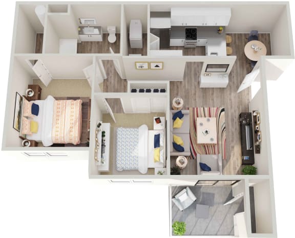 GoGo West 2 Bedroom 1 Bath Floor Plans