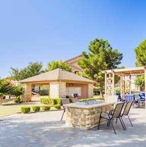 An outside area for bon fires and a grill