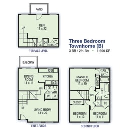 Floor Plan  Three Bedroom/ Two and a Half Bathroom