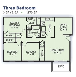 Floor Plan  Three Bedroom/ Two Bathroom