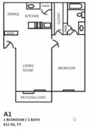  Floor Plan 1 Bed 1 Bath