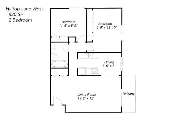 Floor Plan  2 Bedroom Corner