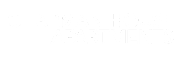 The image displays the text "Chapman House Apartments" in large white letters on a blue background.