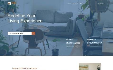 A webpage showcasing various living spaces and real estate options.