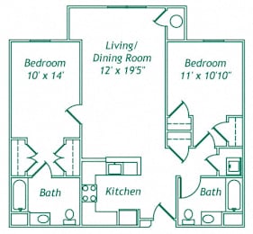  Floor Plan 2 Bedroom