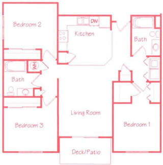 Aspen Aspen three bedroom two bathroom floor plan at Highland View
