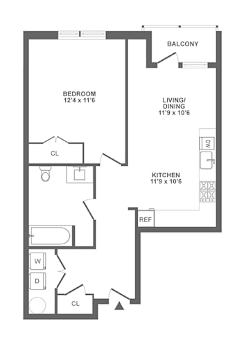 Floor Plan  one bedroom, balcony