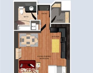 Fillmore studio floor plan at Villas of Omaha at Butler Ridge
