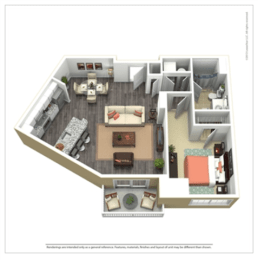 1 Bed - 1 Bath, 789 sq ft, A2 FloorPlan