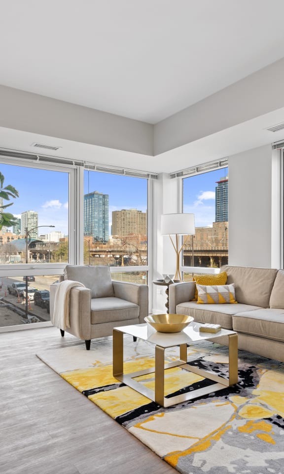 Spacious Living Room at 23rd Place Apartments, Chicago, Illinois