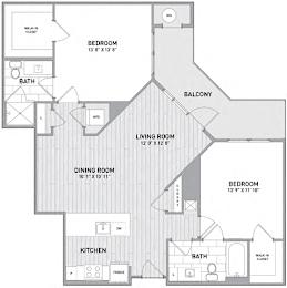 2 BED 2 BATH Floor Plan E at Indigo 301 Apartments, Pennsylvania