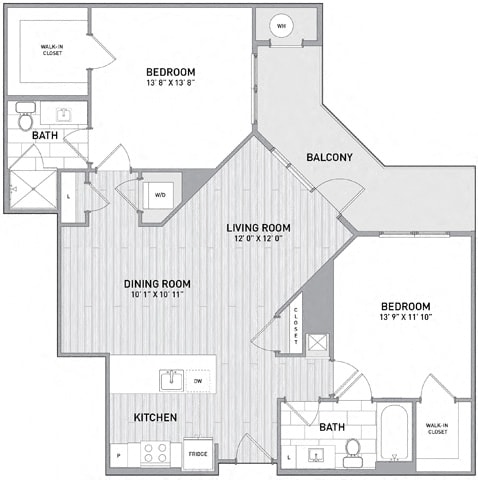 Floor Plan  2 BED 2 BATH Floor Plan E at Indigo 301 Apartments, Pennsylvania