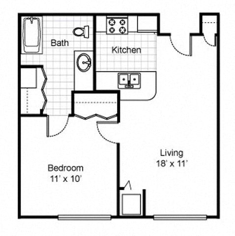 1 Bedroom 1 Bath 2D Floorplan - 475-McCormack House at Forest Park Southeast, St. Louis, MO
