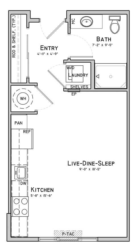 Unit A1-Straight Building-Studio apartment at 360 at Jordan West best new apartments West Des Moines IA 50266