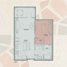 A2 - 1 Bedroom FloorPlan at Mosaic at Levis Commons, Perrysburg, OH, 43551