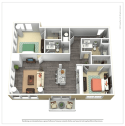 2 Bed - 2 Bath, 1188 sq ft, B5 FloorPlan