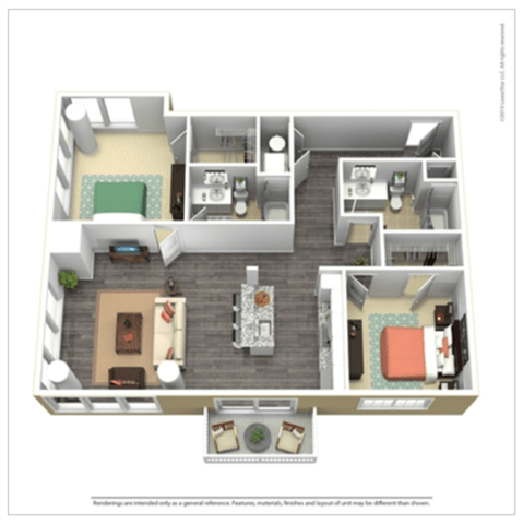 2 Bed - 2 Bath, 1188 sq ft, B5 FloorPlan