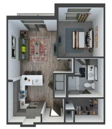 Utopia 1 Bedroom, 1 Bath. Kitchen with Peninsula island. Washer/Dryer. Bath with Standalone Shower. Patio/Balcony