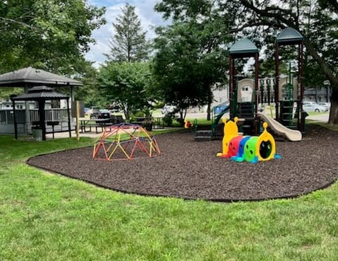 a playground in a park on a sunny day