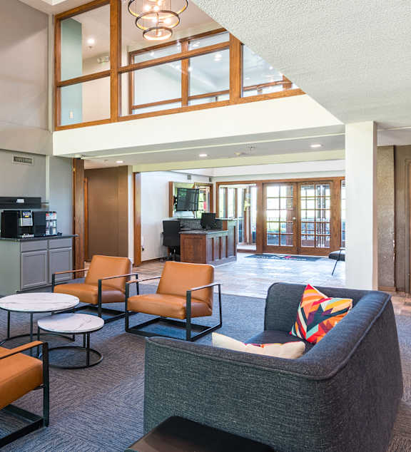 Living room with Sofa at The Falls, Mission, Kansas