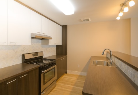 Kitchen with stainless steel appliances