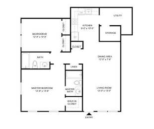  Floor Plan 2 Bed 2 Bath