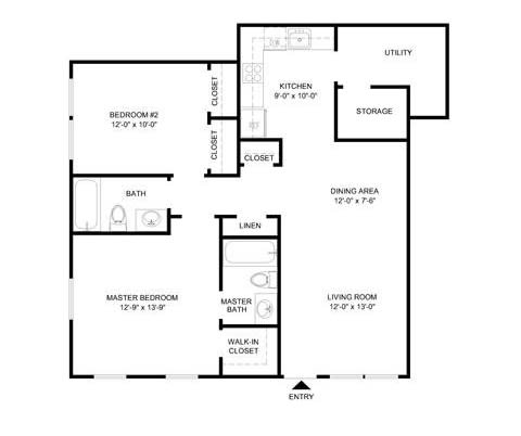 Floor Plan  2 Bed 2 Bath