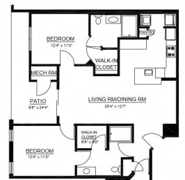  Floor Plan B2 2 Bed 2 Bath